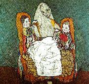 Egon Schiele kvinna med tva barn oil painting